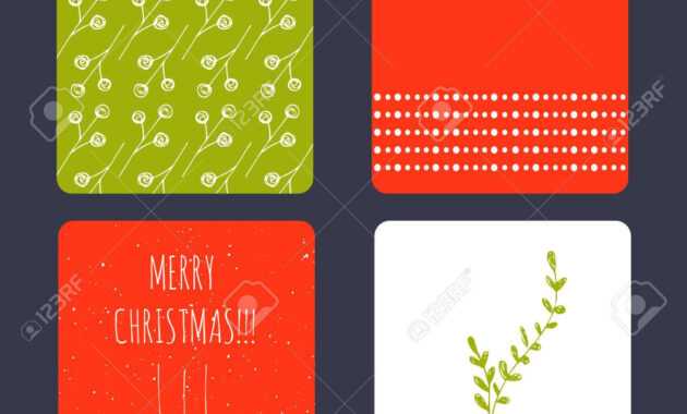 Set Of Winter Small Card Templates. Collection For Christmas.. with regard to Small Greeting Card Template