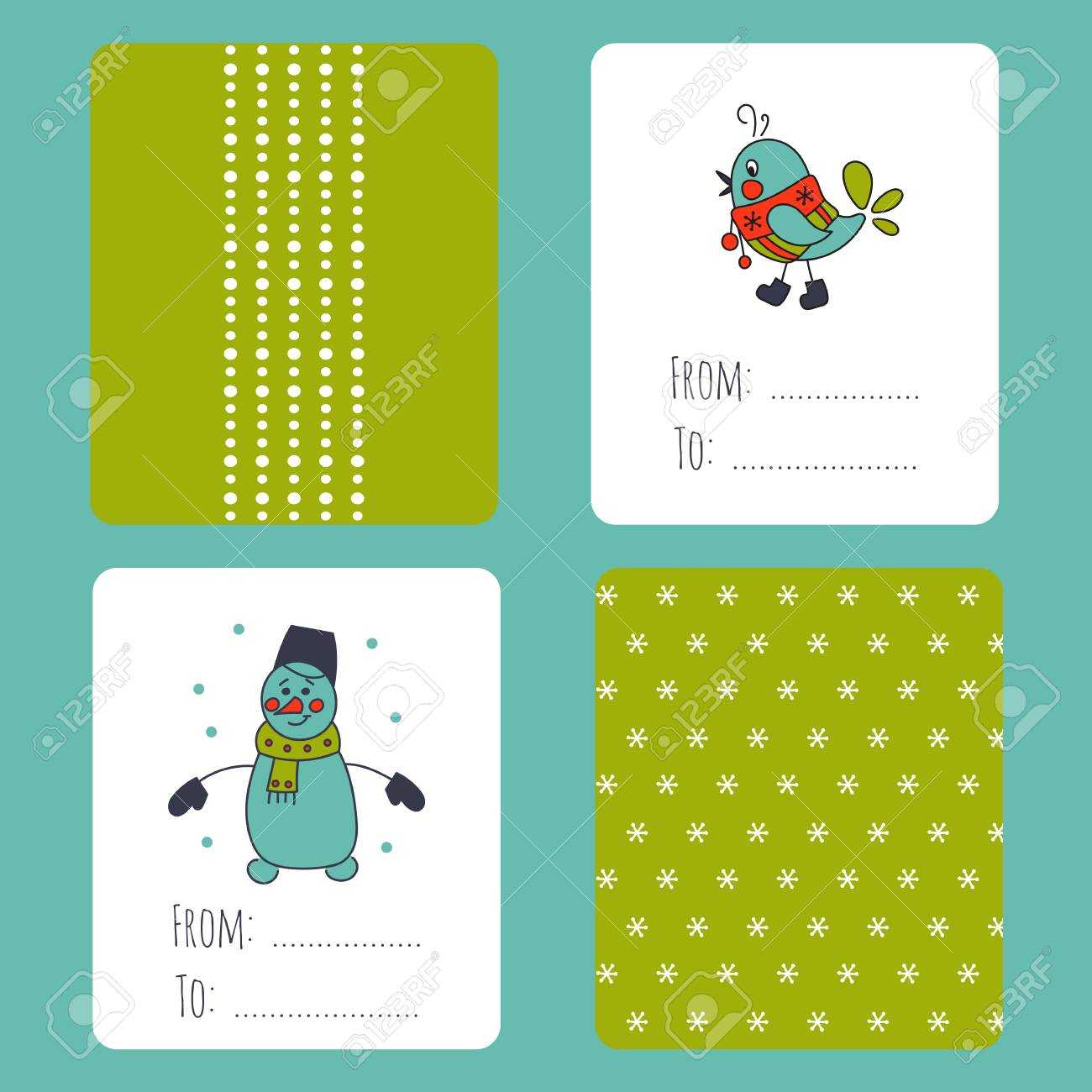 Set Of Winter Small Card Templates. Collection For Christmas.. Within Small Greeting Card Template