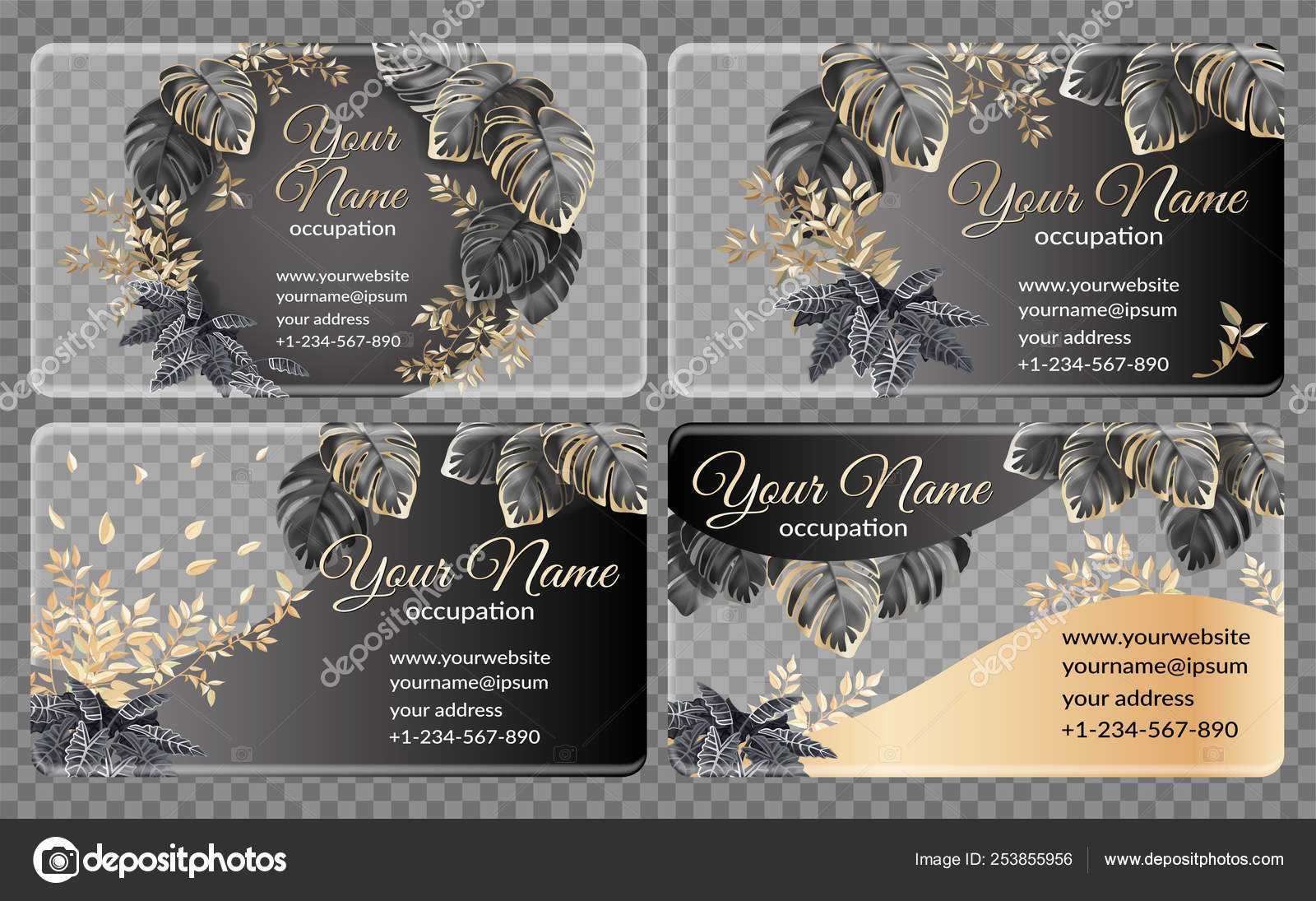Set Template Business Cards Transparent Background Decorated In Transparent Business Cards Template