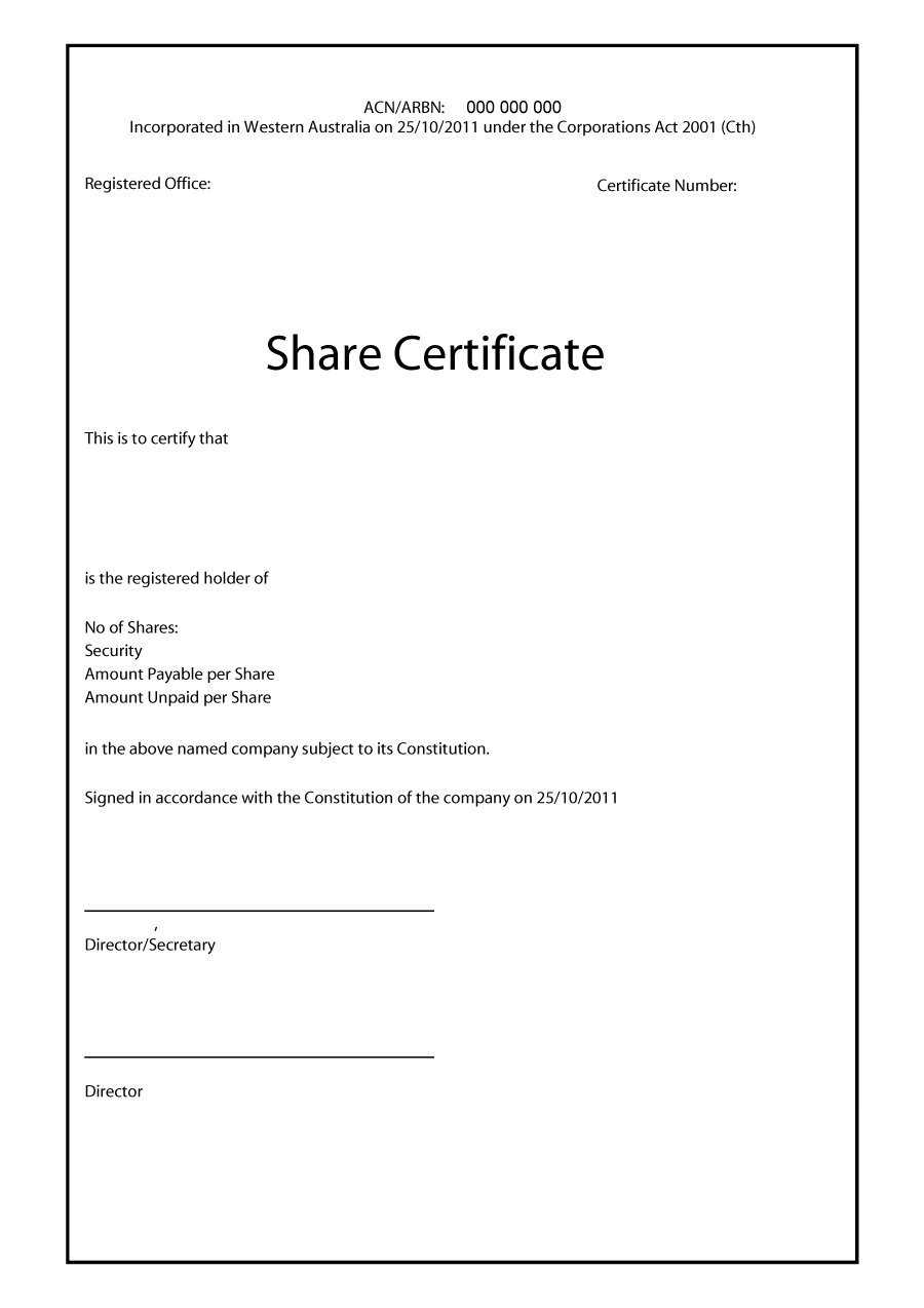 Shareholders Certificate Template Free – Mahre Throughout Shareholding Certificate Template