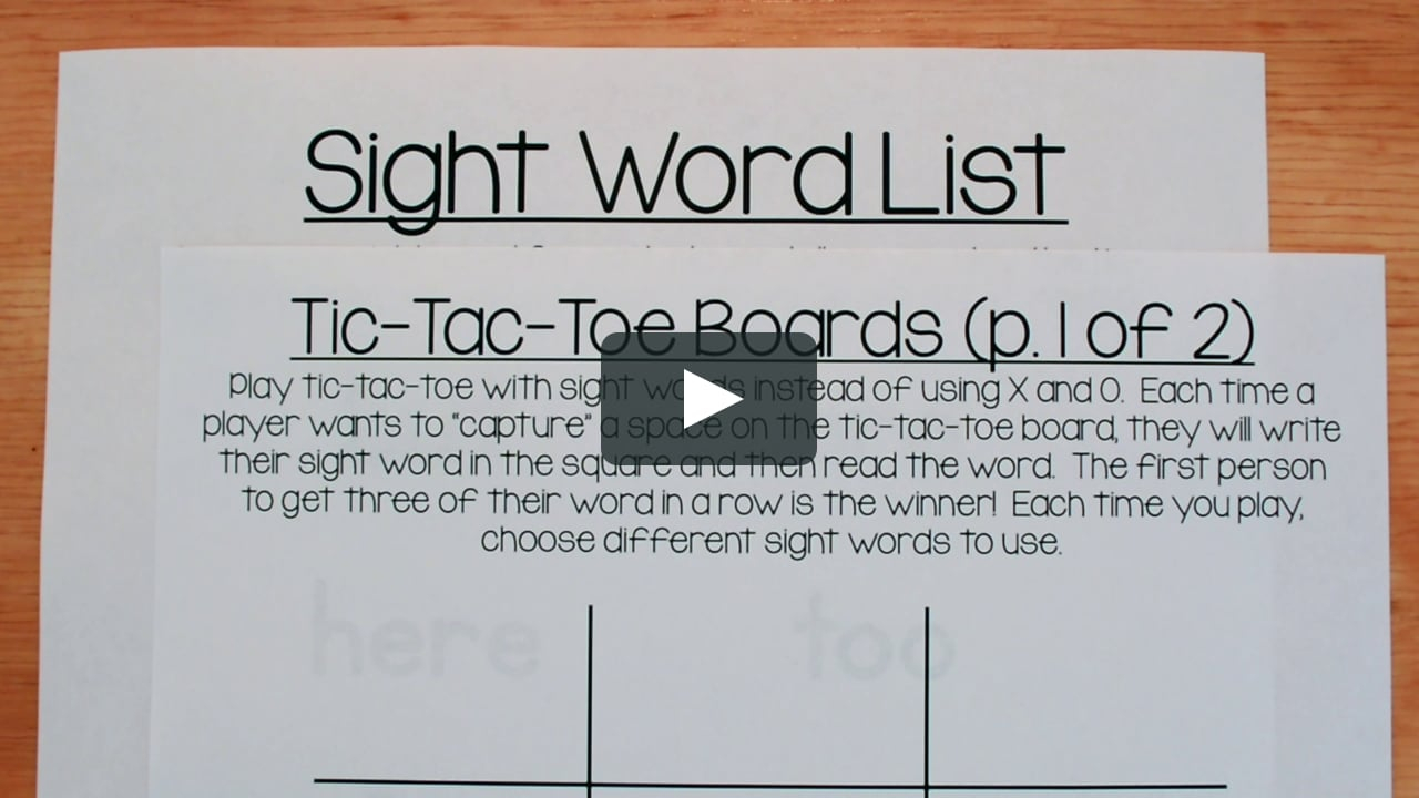 Sight Word Tic Tac Toe Within Tic Tac Toe Template Word