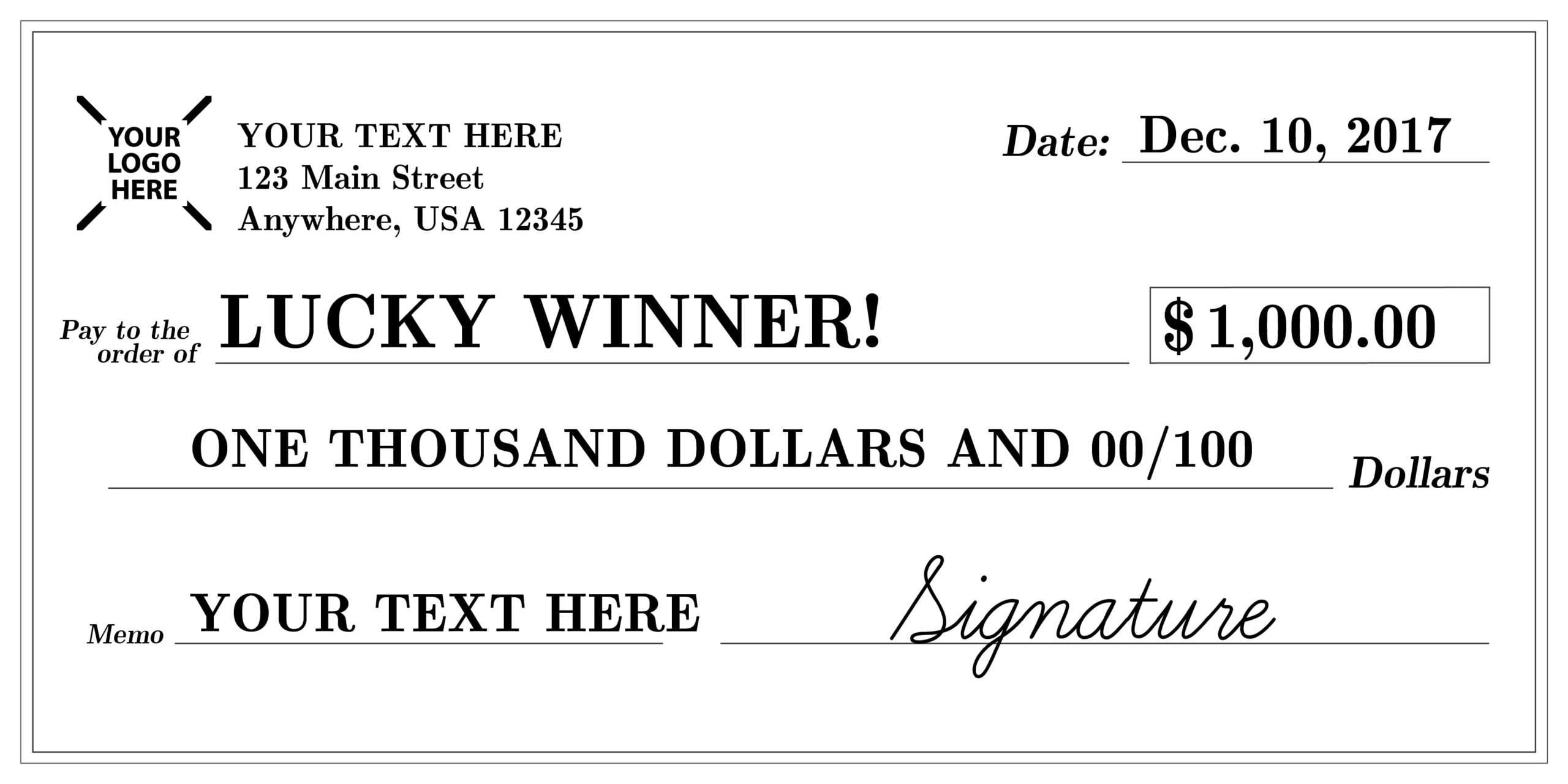 Signage 101 – Giant Check Uses And Templates | Signs Blog Intended For Customizable Blank Check Template