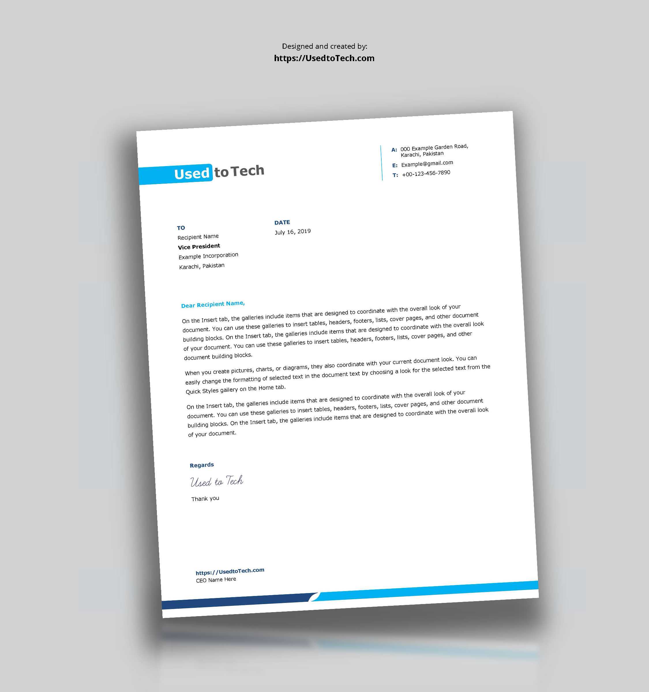 Simple And Clean Word Letterhead Template – Free – Used To Tech Inside Word Stationery Template Free