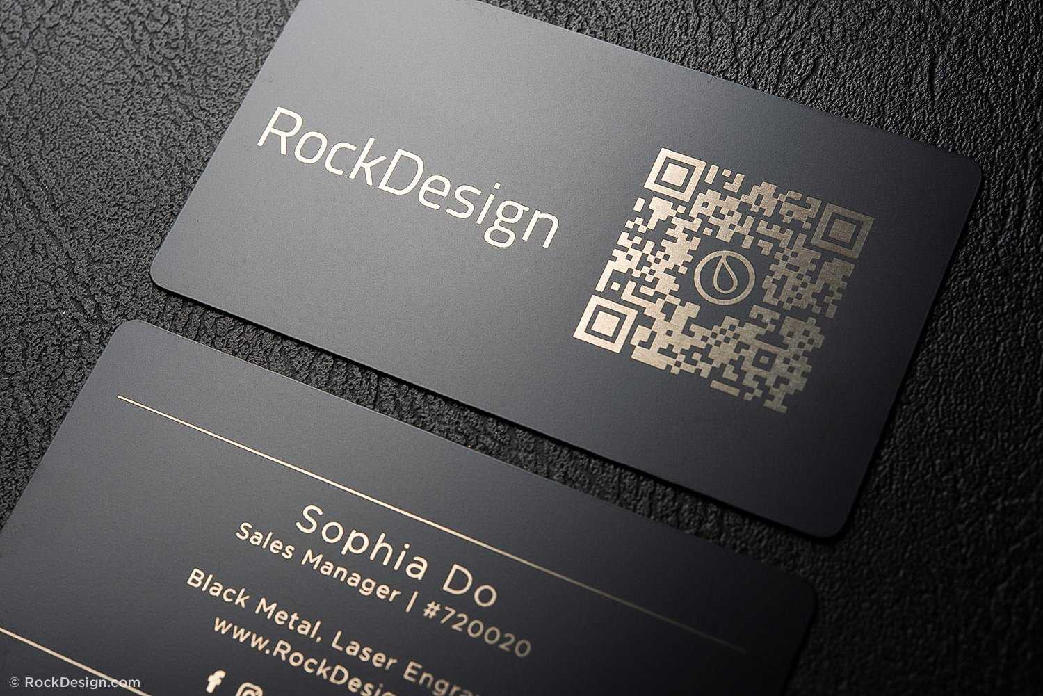 Simple Black Metal Business Cards – Sophia Do With Qr Code Business Card Template