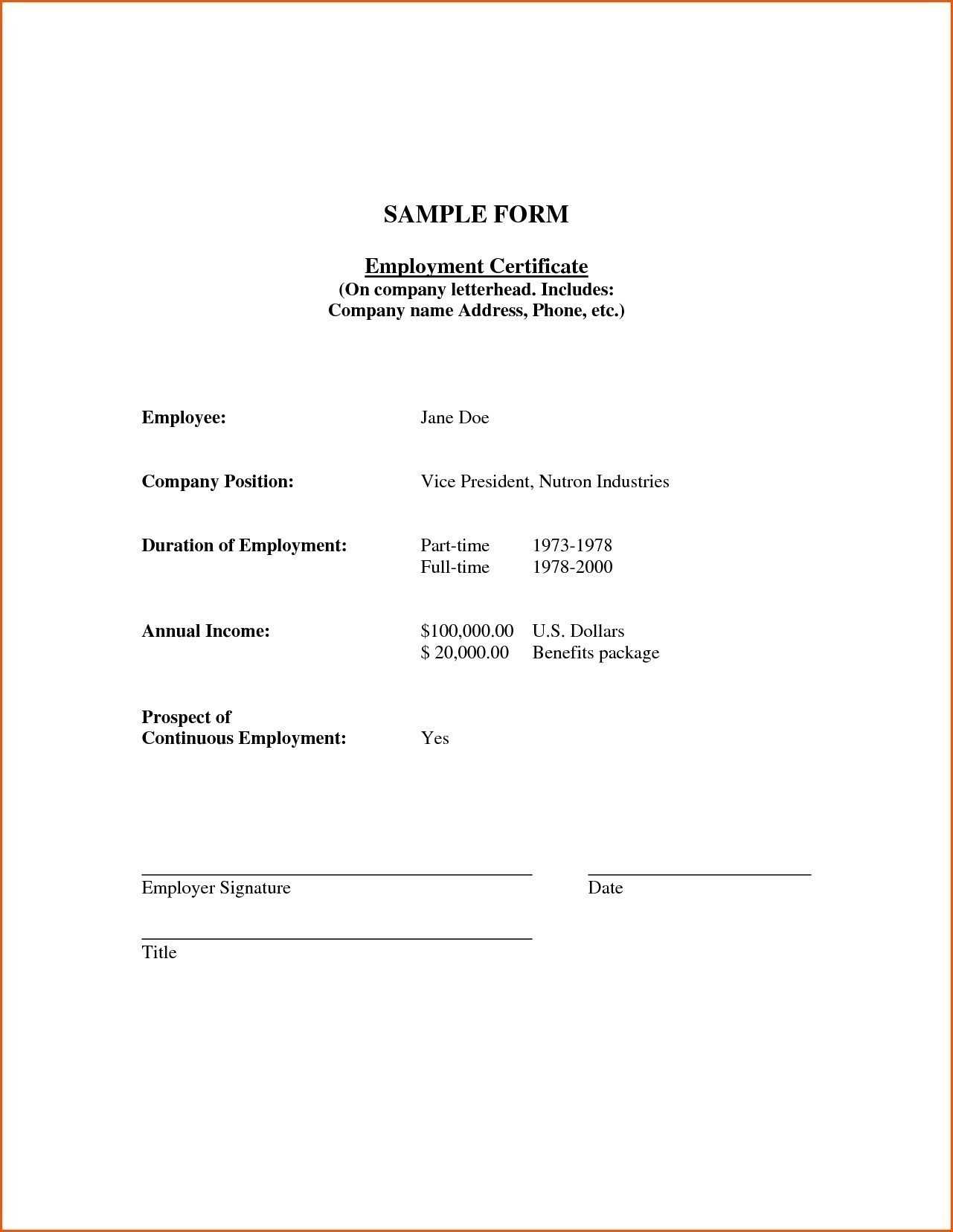 Simple Certificate Of Employment – Zohre.horizonconsulting.co Intended For Sample Certificate Employment Template