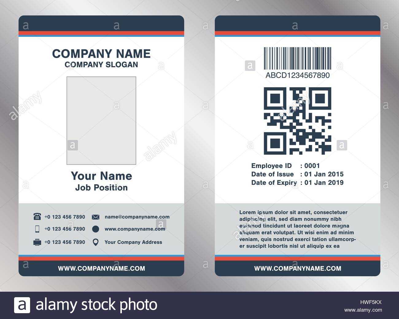Simple Employee Business Name Card Template Vector Stock Within Pvc Card Template