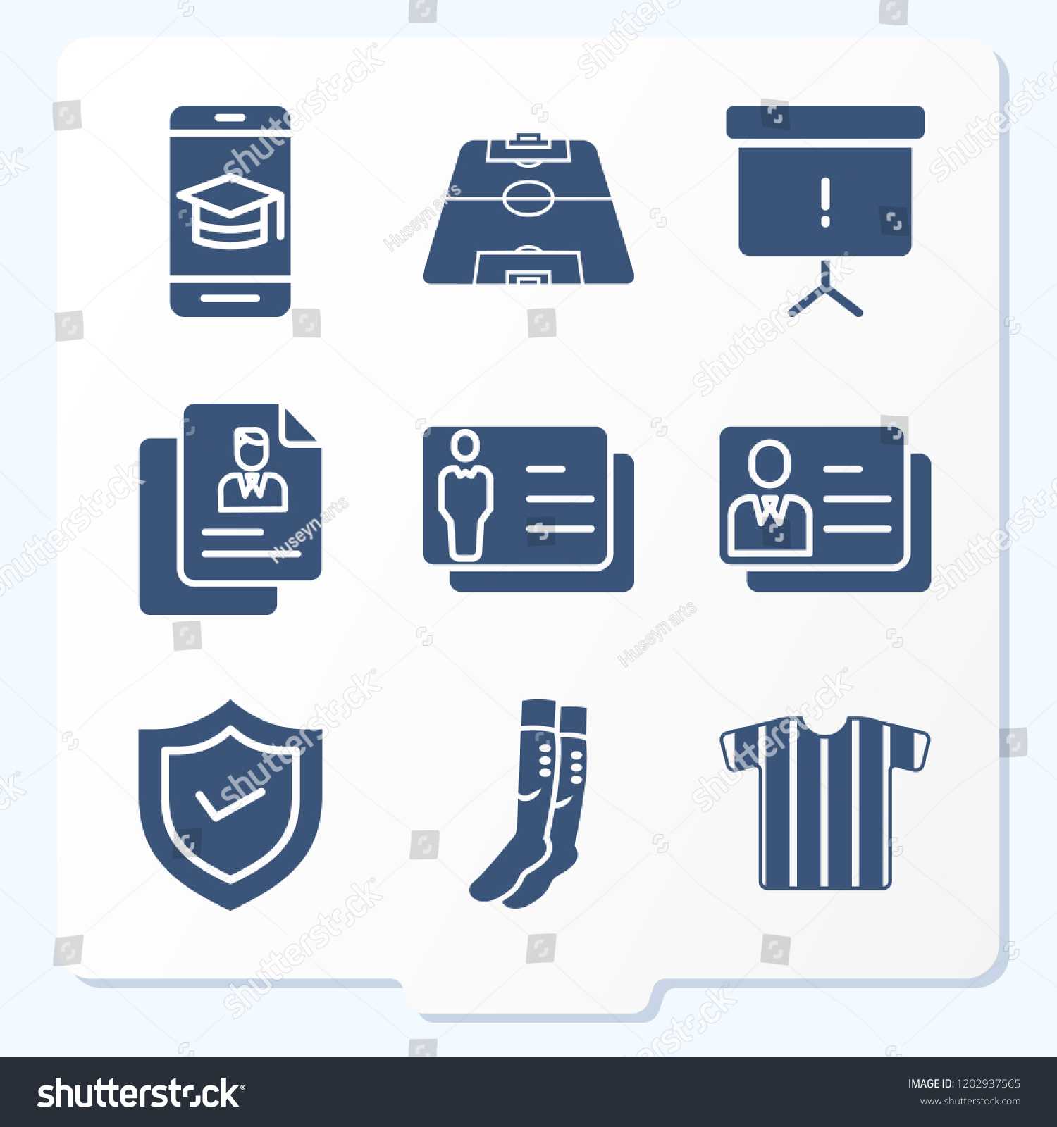 Simple Set 9 Icons Related Template | Royalty Free Stock Image Throughout Shield Id Card Template