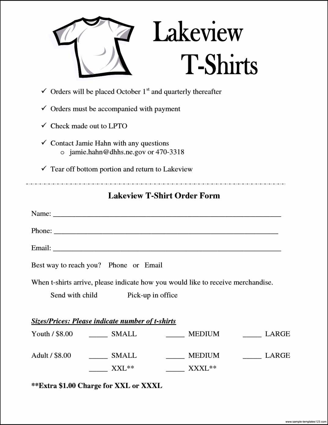 Simple T Shirt Order Form Template Microsoft Word – Sample For Blank T Shirt Order Form Template