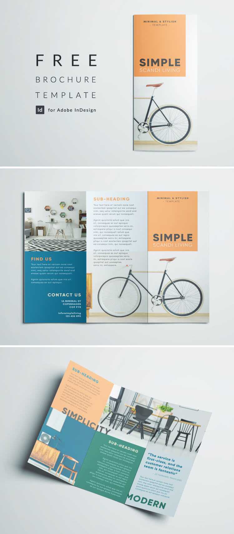 Simple Tri Fold Brochure | Free Indesign Template Throughout 3 Fold Brochure Template Free Download