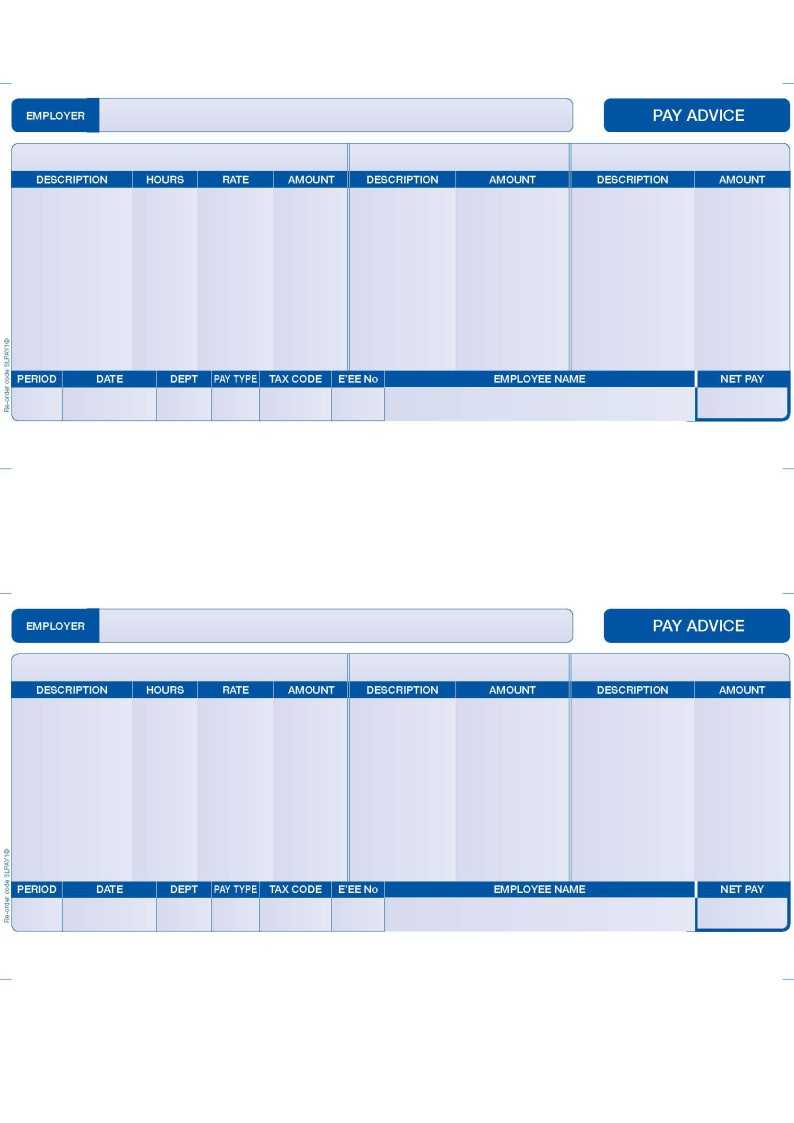 Slpay1 – Compatible Sage Payslips – 2 Per Page (Blue) – Various Pack Sizes For Blank Payslip Template