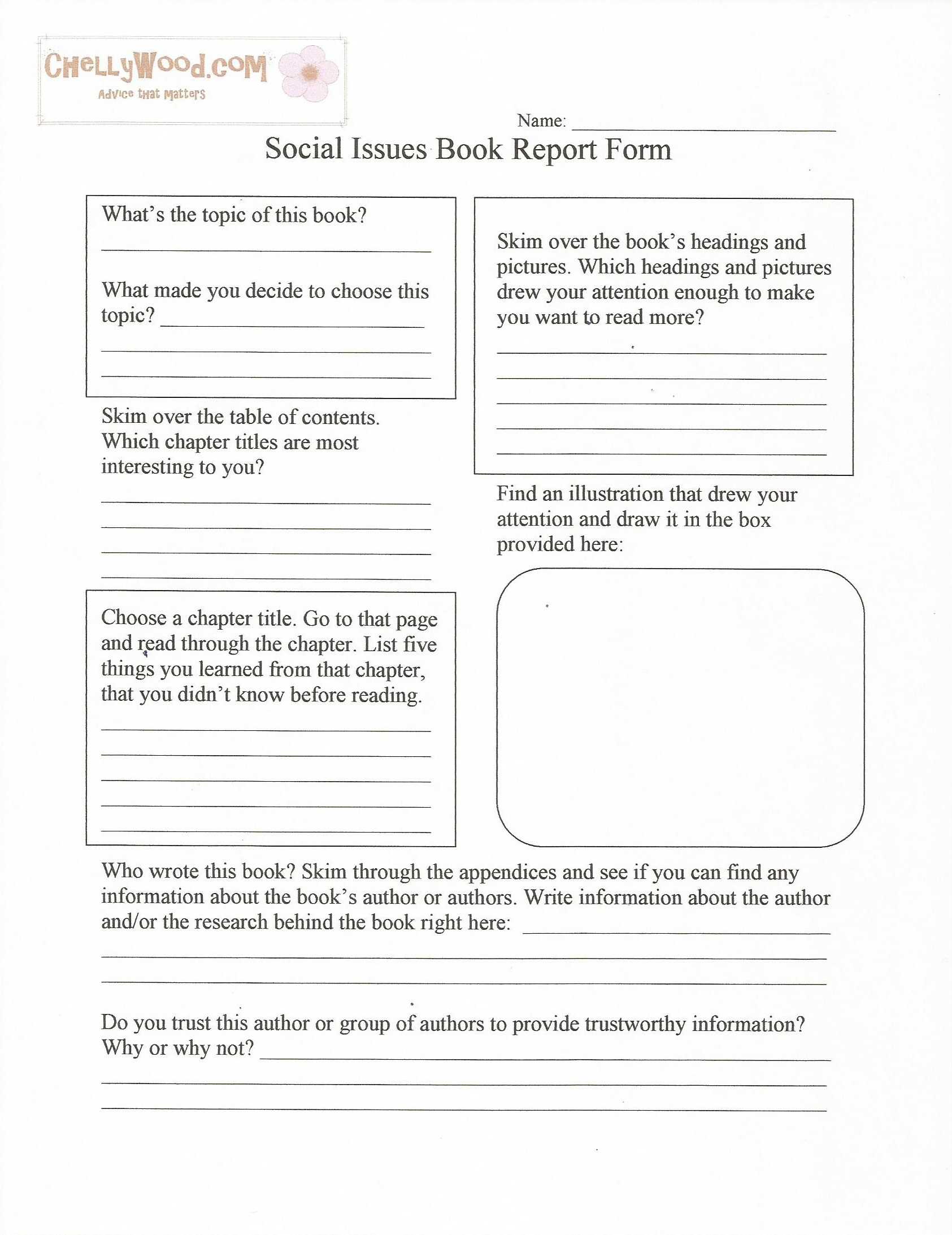 Social Issues Nonfiction Book Report Form–Free Printable Pertaining To Nonfiction Book Report Template