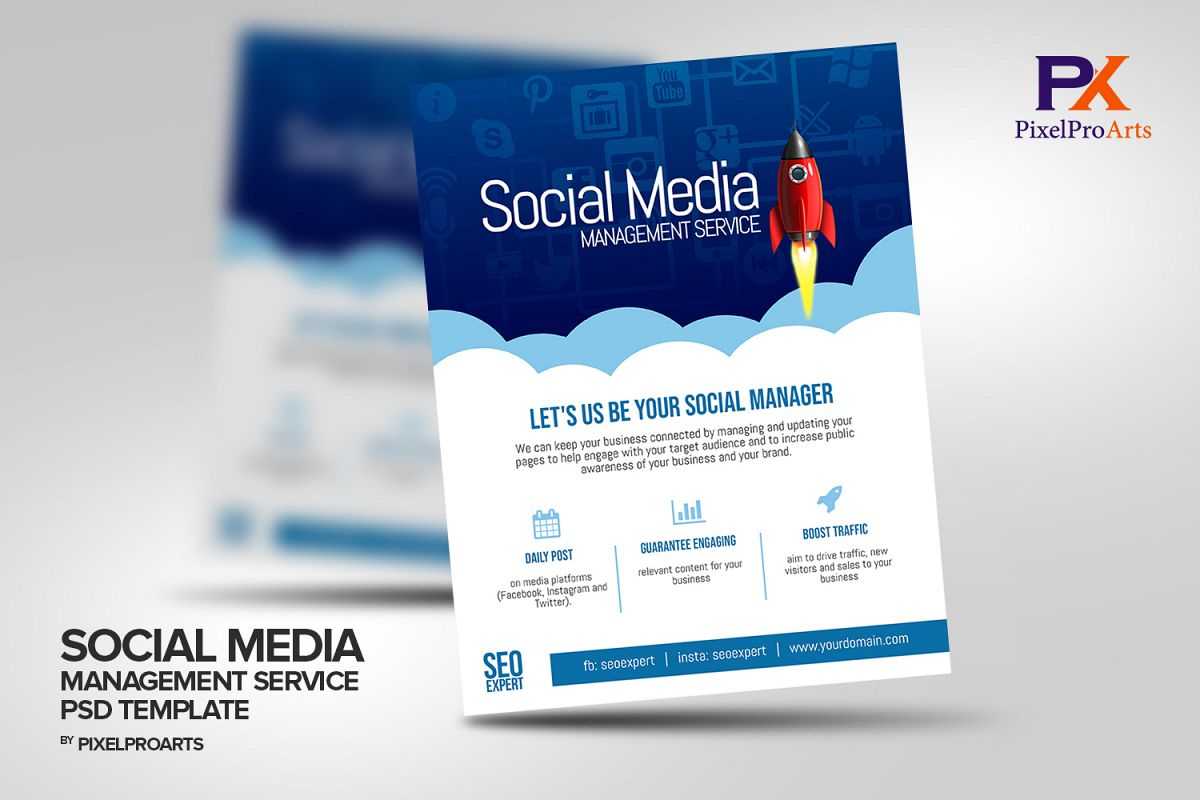 Social Media Management Service Flyer Template With Social Media Brochure Template