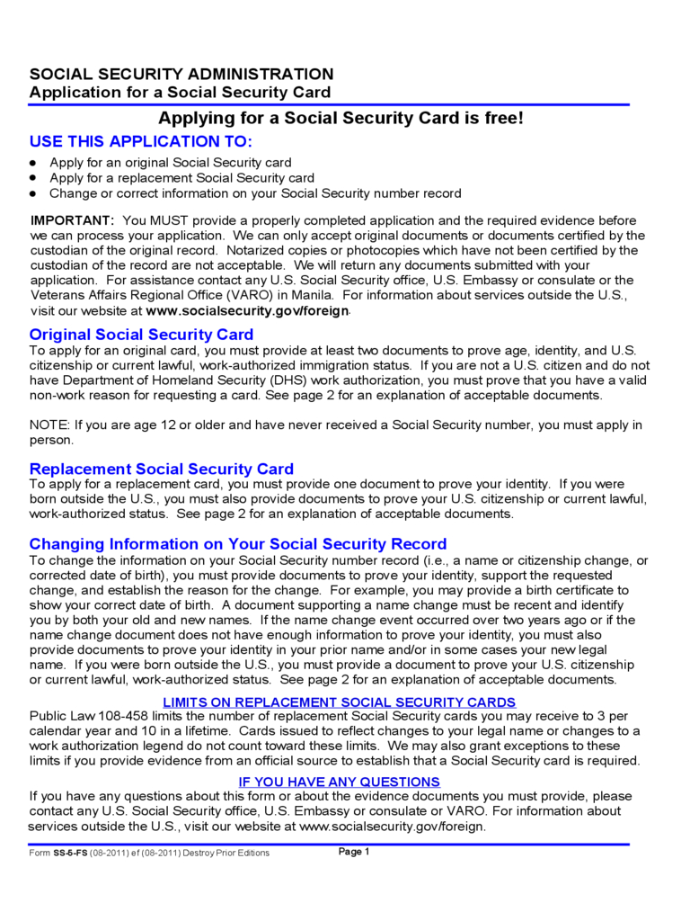 Social Security Application Form – 5 Free Templates In Pdf Inside Editable Social Security Card Template