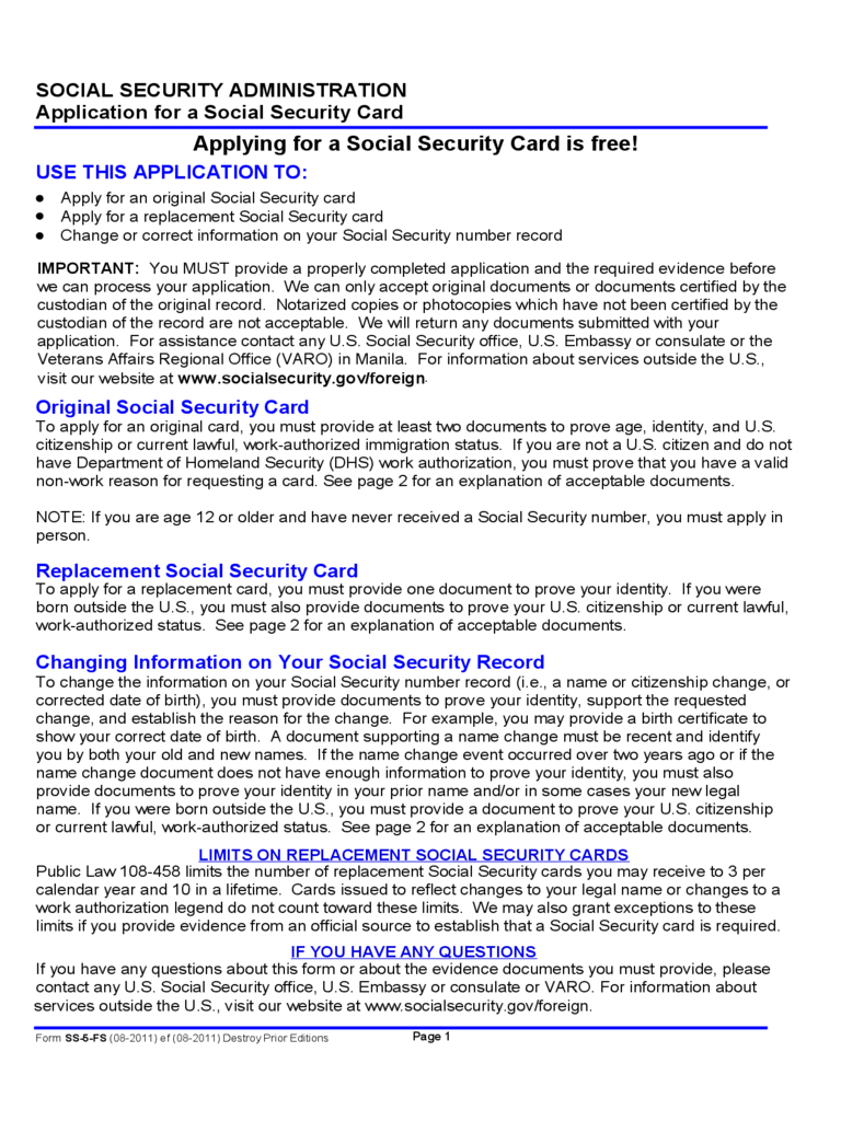 Social Security Application Form – 5 Free Templates In Pdf Intended For Social Security Card Template Pdf
