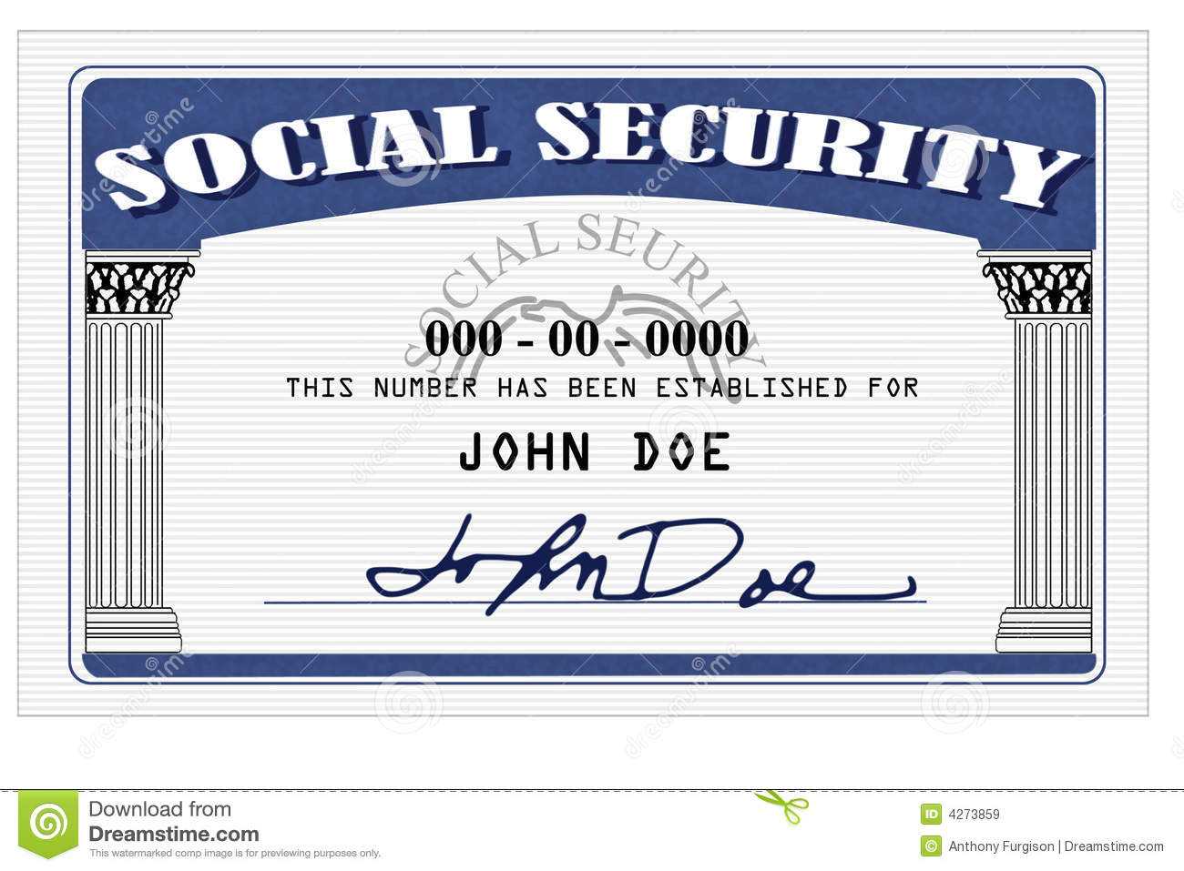 Social Security Card Stock Illustration. Illustration Of Within Social Security Card Template Photoshop