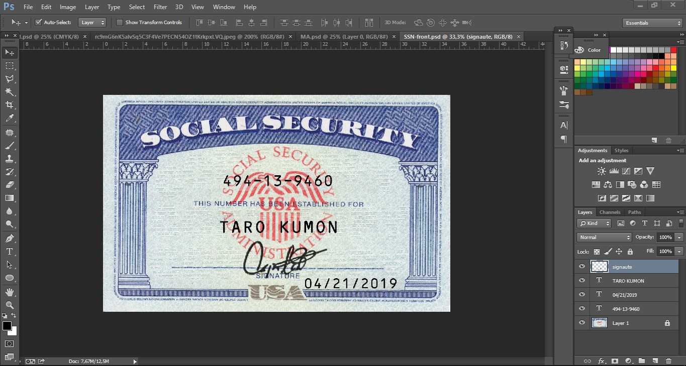 Social Security Number Card Editbale Psd Template – Psd With Regard To Social Security Card Template Photoshop