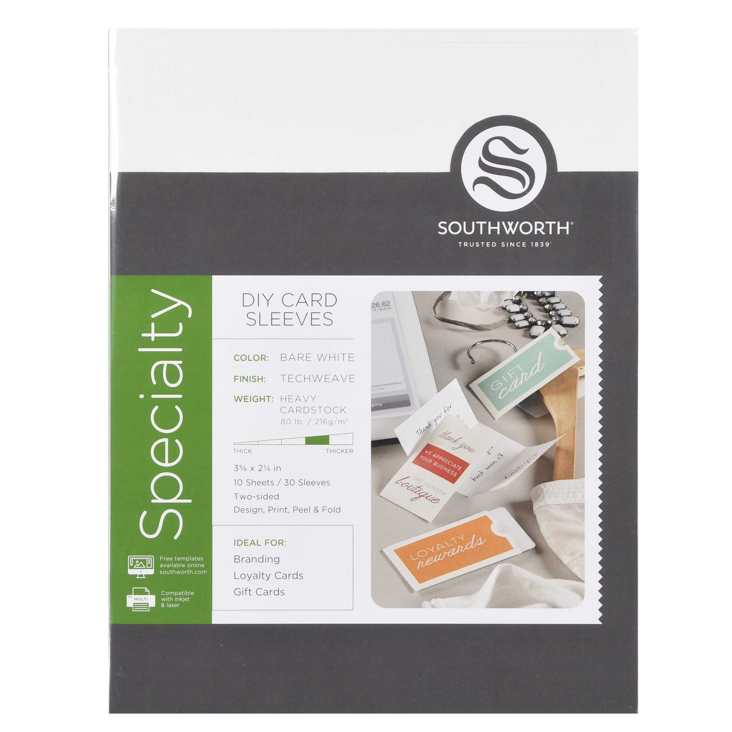 Southworth Diy Card Sleeves, 3.6" X 2.25", 80 Lb., Techweave Finish, Bare  White, 30 Ct. – Walmart Pertaining To Southworth Business Card Template