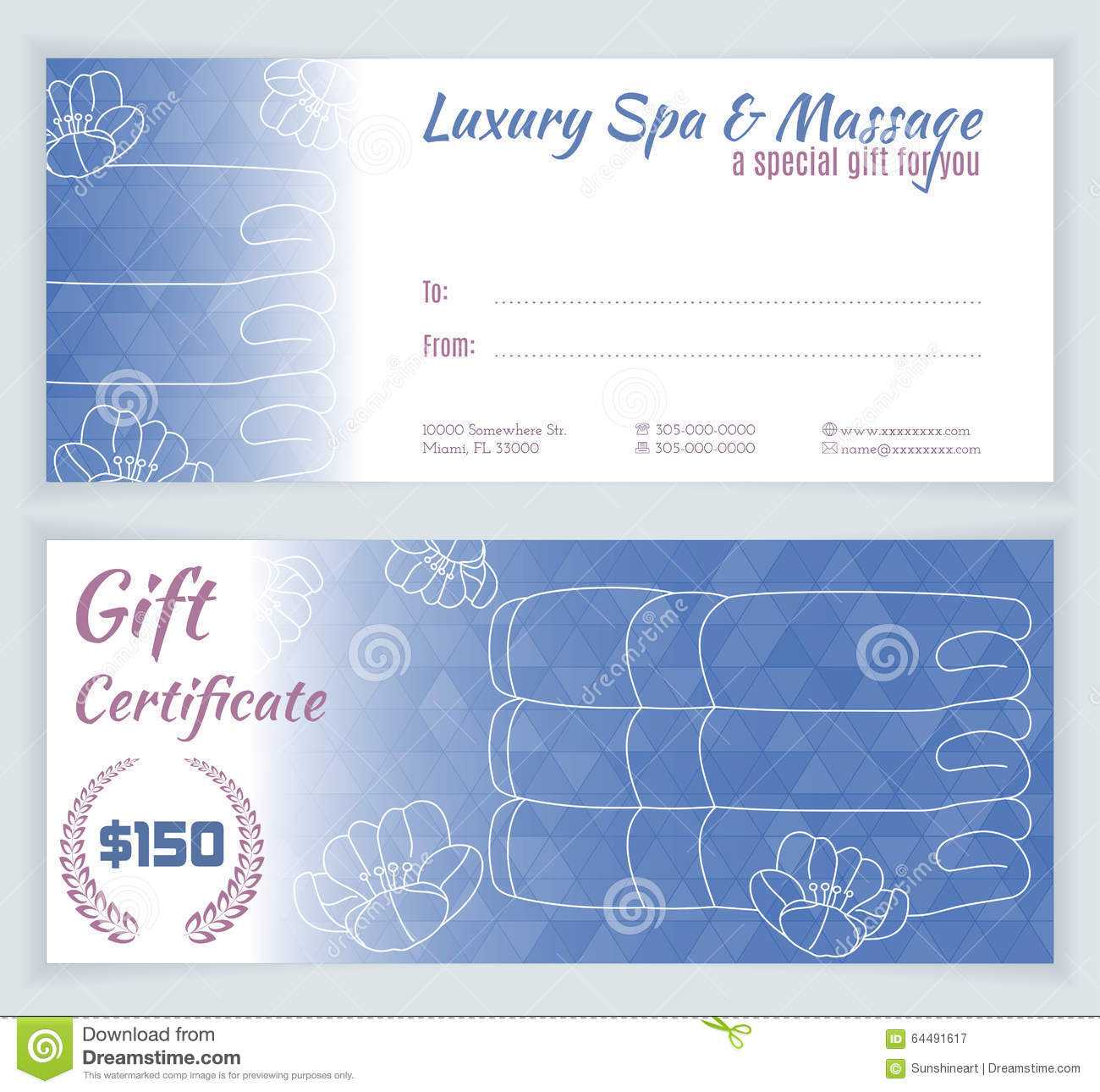 Spa, Massage Gift Certificate Template Stock Illustration Inside Massage Gift Certificate Template Free Download