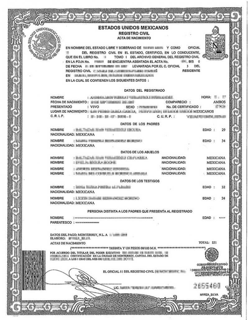 Spanish Birth Certificate Translation | Burg Translations Intended For Mexican Birth Certificate Translation Template