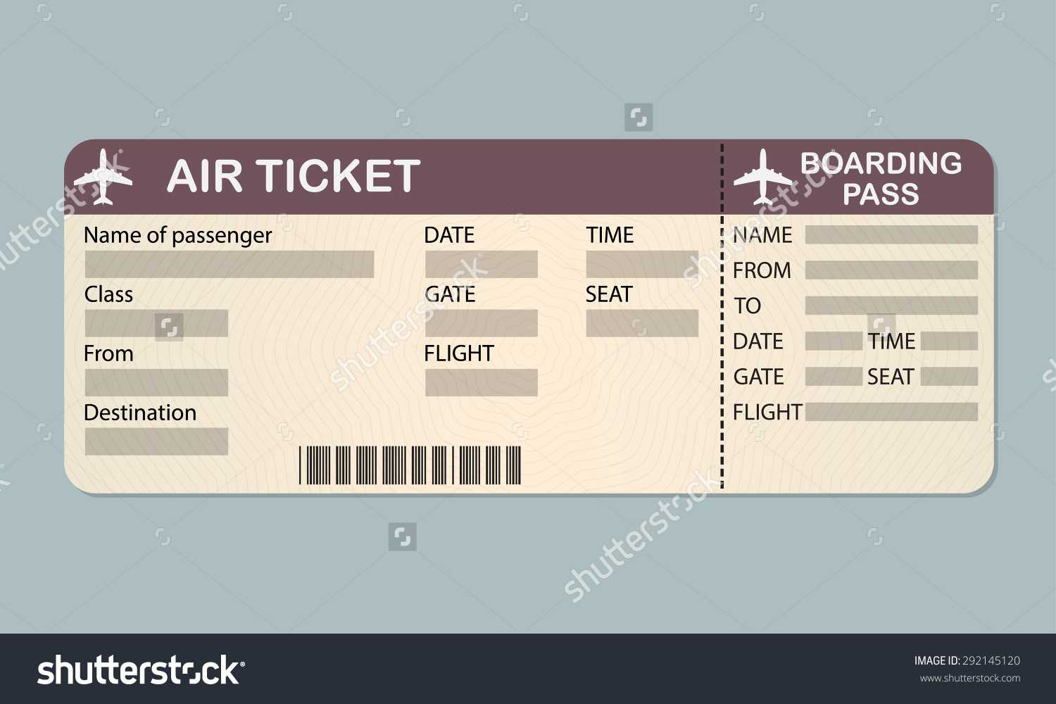 Spanish Plane Ticket Clipart In Plane Ticket Template Word