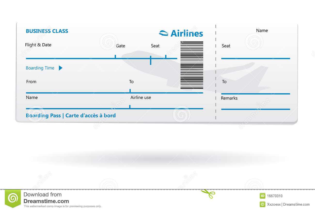 Spanish Plane Ticket Clipart Inside Plane Ticket Template Word