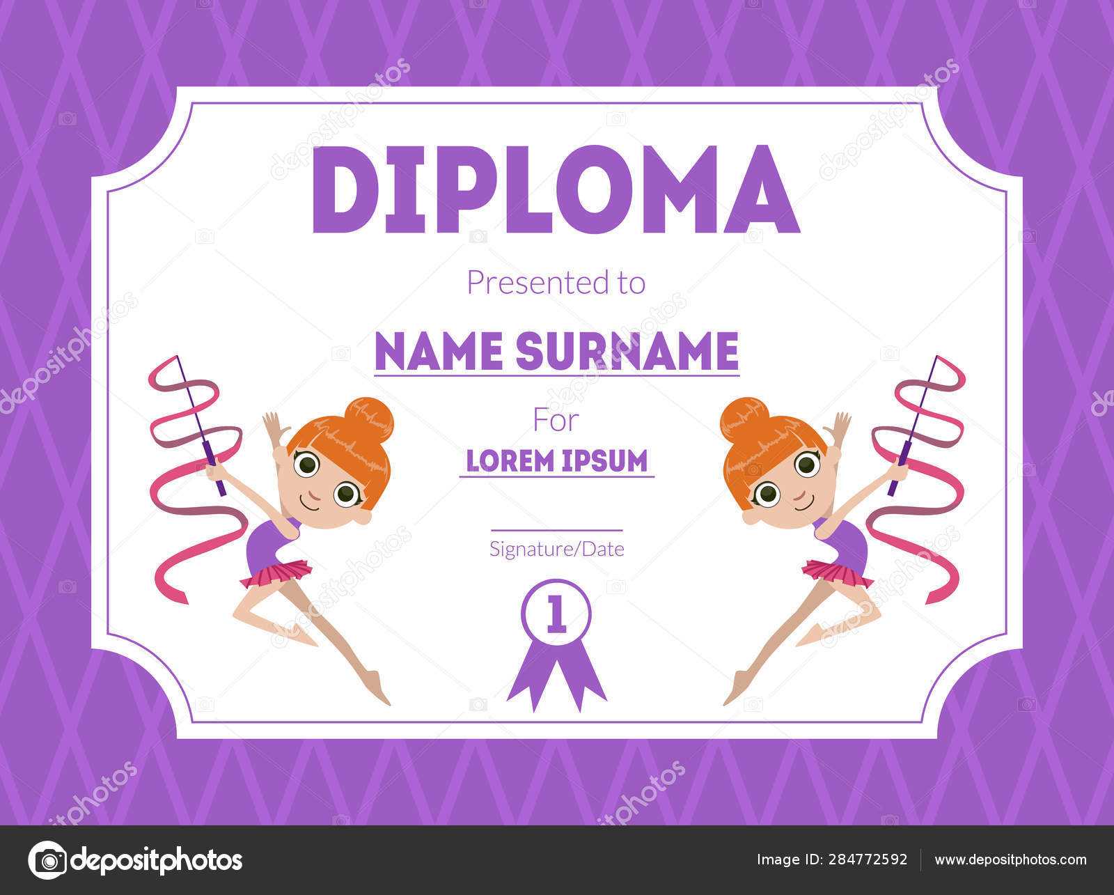 Sports Award Diploma Template, Kids Certificate With Gymnast Throughout Gymnastics Certificate Template