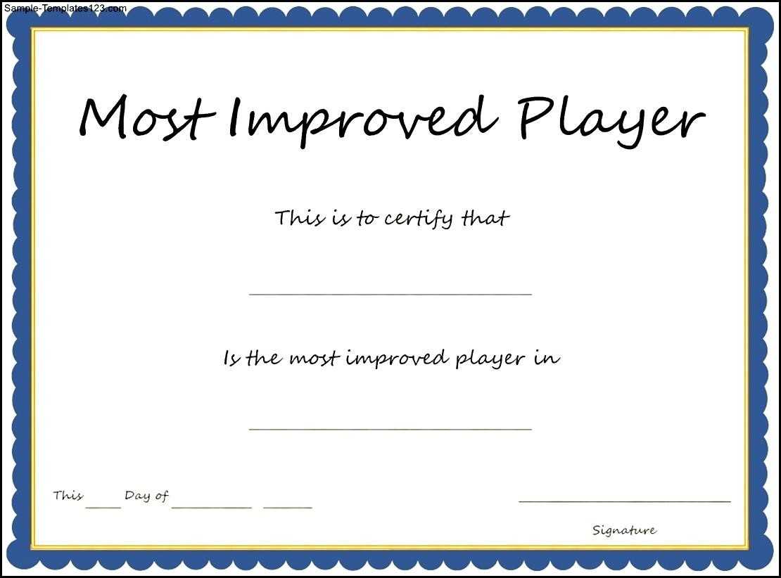 Sports – Most Improved Player Certificate Template – Sample In Player Of The Day Certificate Template