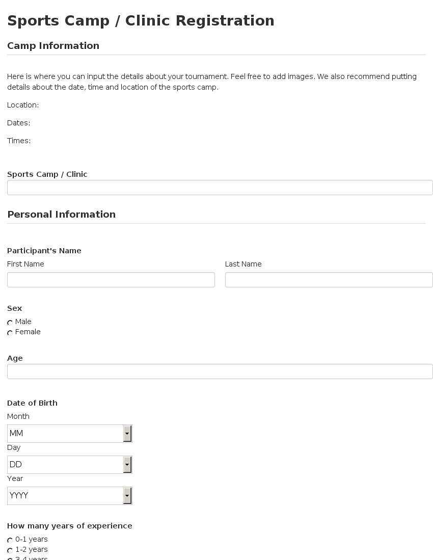 Sports Registration Form Template Free ] – Photo Regarding Registration Form Template Word Free