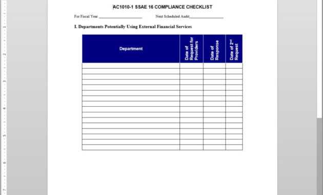 Ssae 16 Compliance Checklist Template | Ac1010-1 intended for Ssae 16 Report Template
