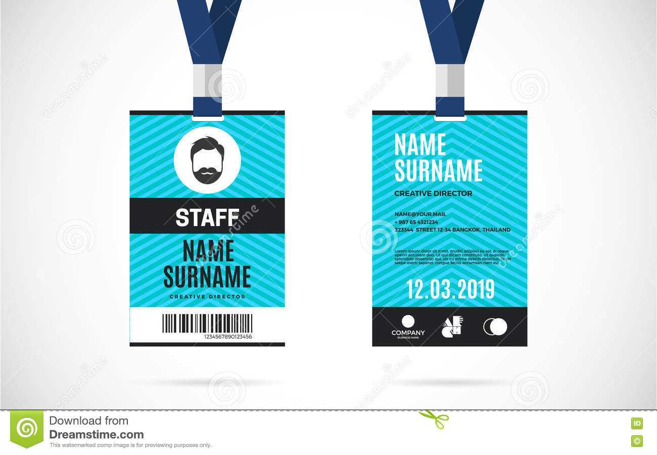 Staff Id Card Set Vector Design Illustration Illustration For Conference Id Card Template