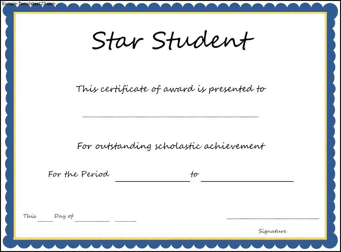 Star Student Award Certificate Template – Sample Templates Regarding Star Certificate Templates Free