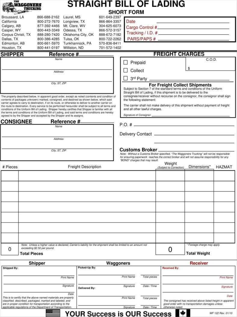 Straight Bill F Lading Template Form Short Fedex Freight Inside Fedex Label Template Word