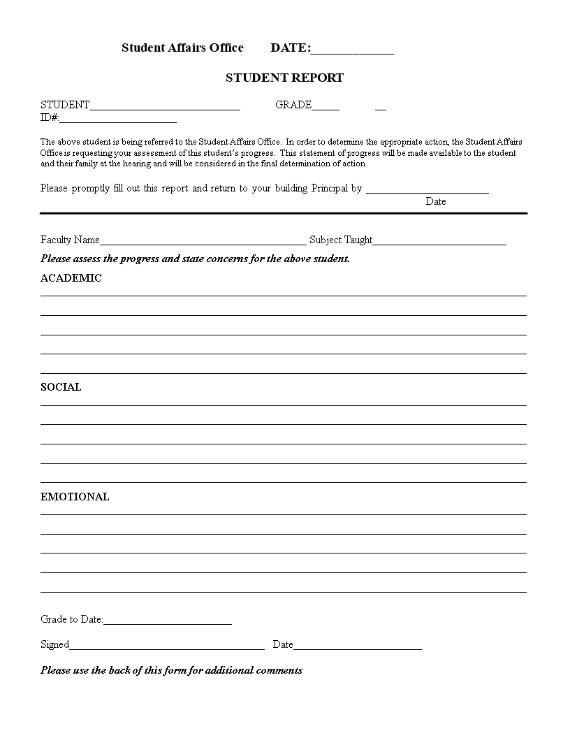 Student Evaluation Report | Templates At Inside Template For Evaluation Report