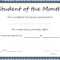 Student Of The Month Certificates Free - Zohre throughout Free Printable Student Of The Month Certificate Templates