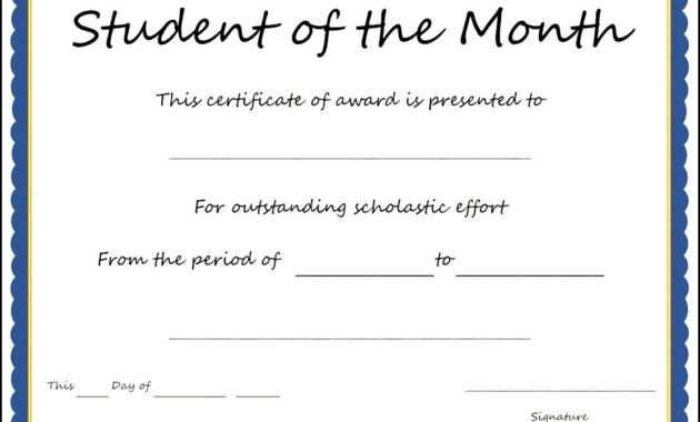 Student Of The Month Certificates Free - Zohre throughout Free Printable Student Of The Month Certificate Templates