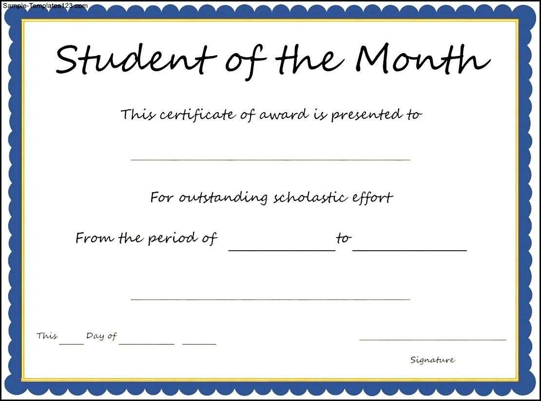 Student Of The Month Certificates Free - Zohre Throughout Free Printable Student Of The Month Certificate Templates