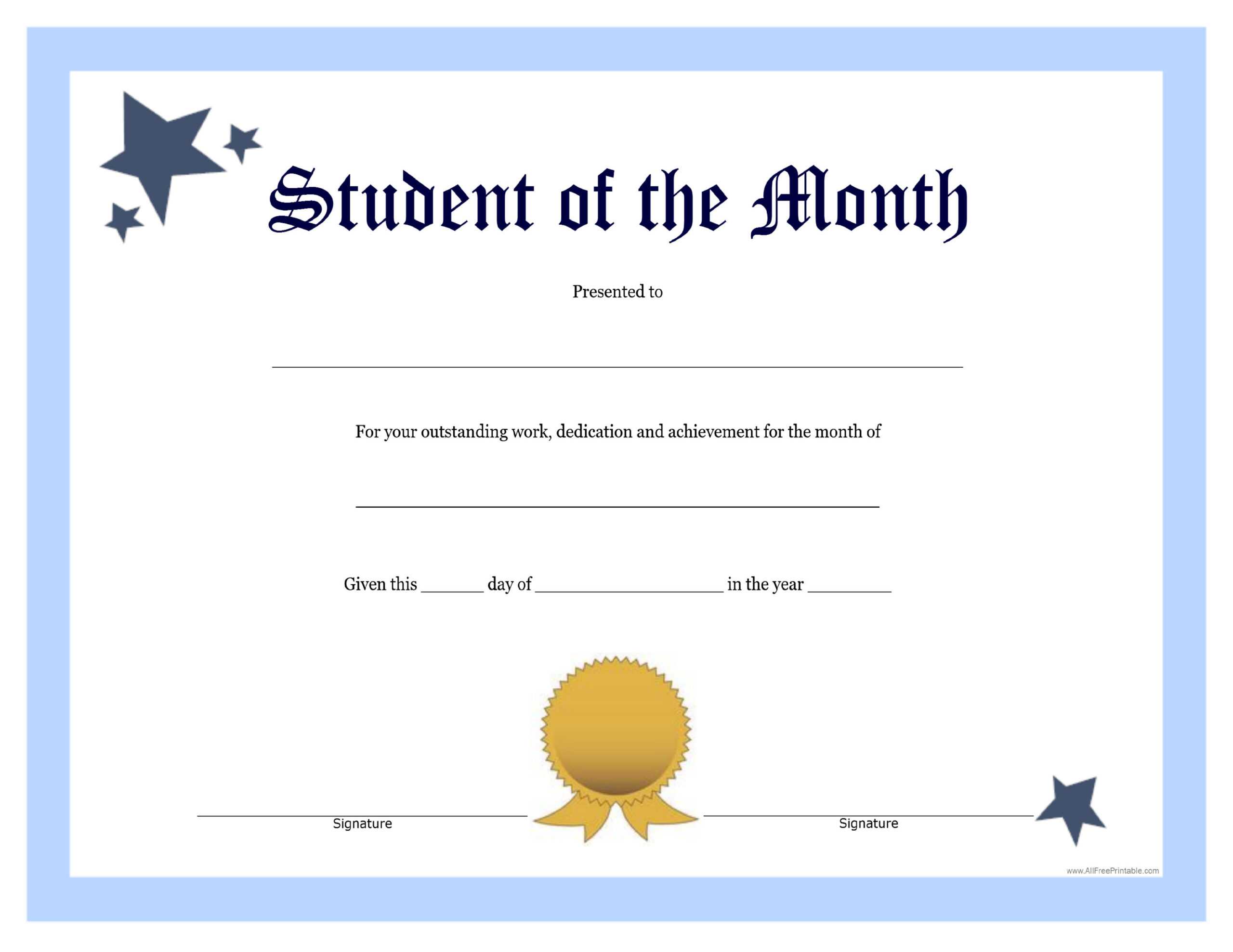 Student Of The Month Template | Asouthernbellein In Free Printable Student Of The Month Certificate Templates