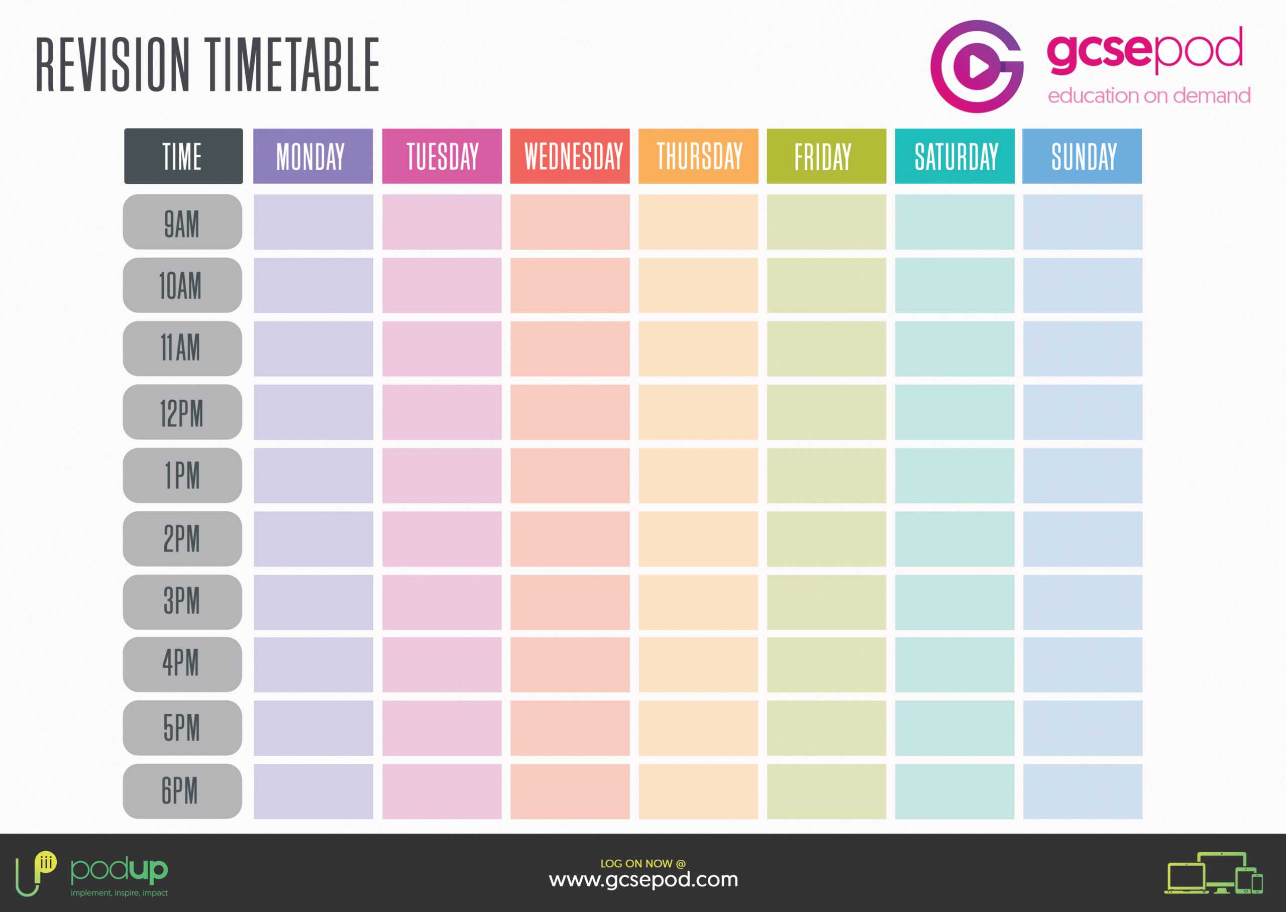 Student Resources | Gcsepod Intended For Blank Revision Timetable Template