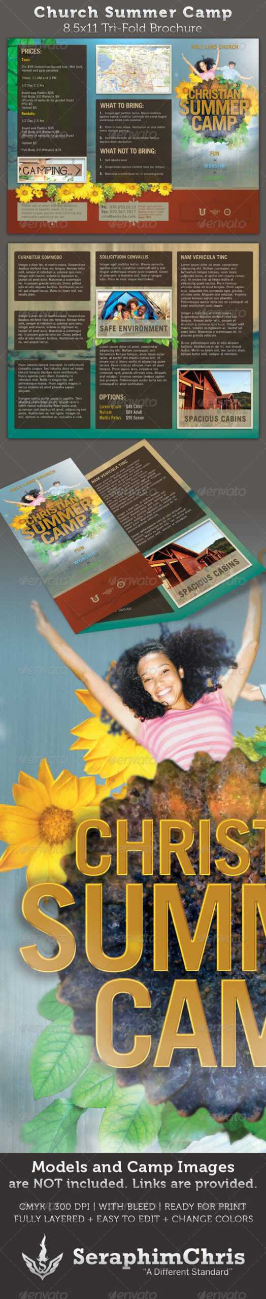 Summer Camp Brochure Graphics, Designs & Templates Within Summer Camp Brochure Template Free Download
