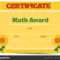 Sunflower Template For Preschool | Certificate Template With Regarding Math Certificate Template
