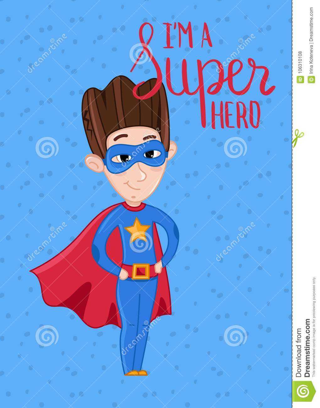 Super Hero Kids Postcard Template Stock Vector Throughout Superman Birthday Card Template