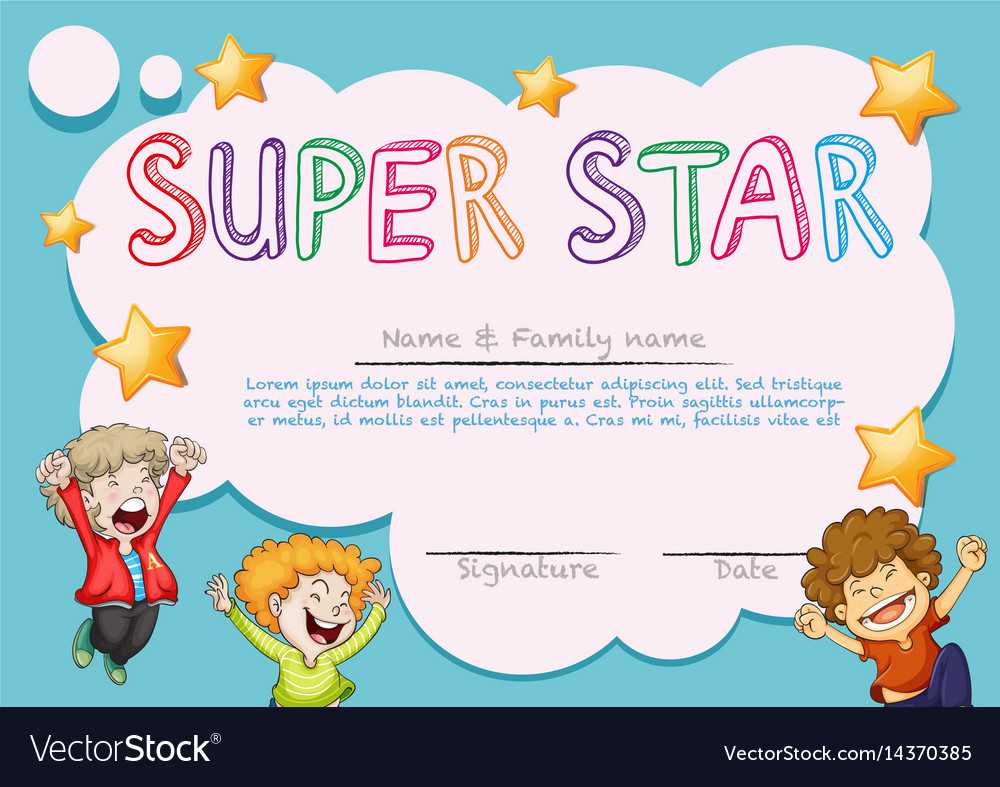 Super Star Award Template With Kids In Background Pertaining To Star Award Certificate Template