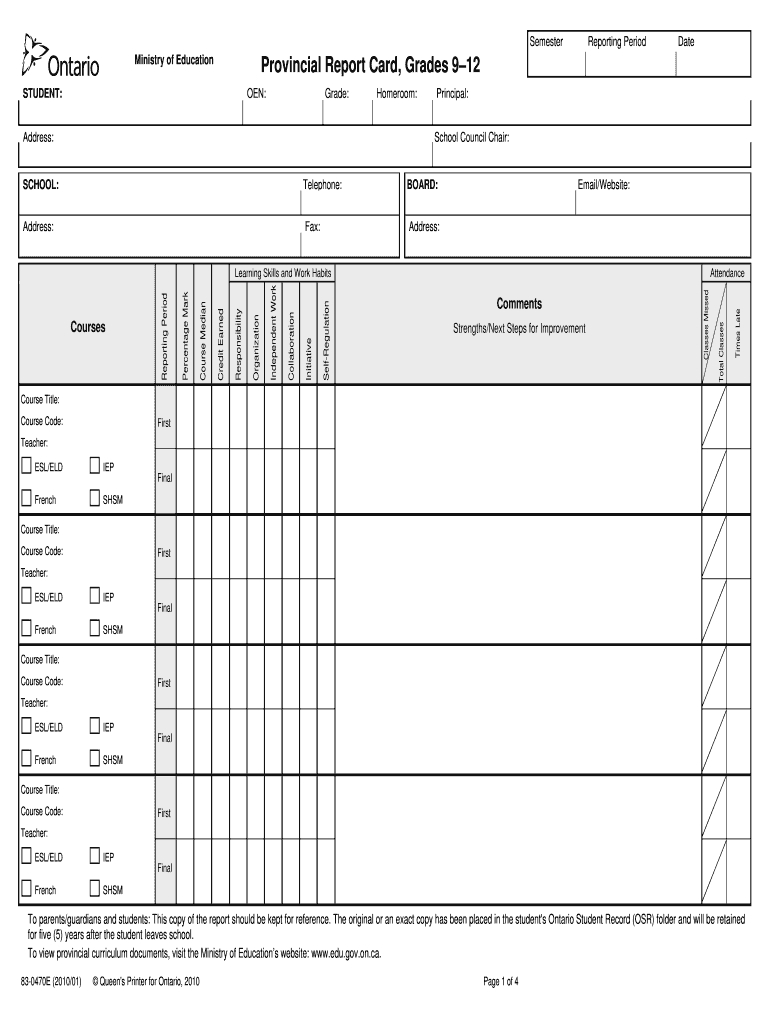 Tdsb Report Card Pdf – Fill Online, Printable, Fillable Pertaining To Blank Report Card Template