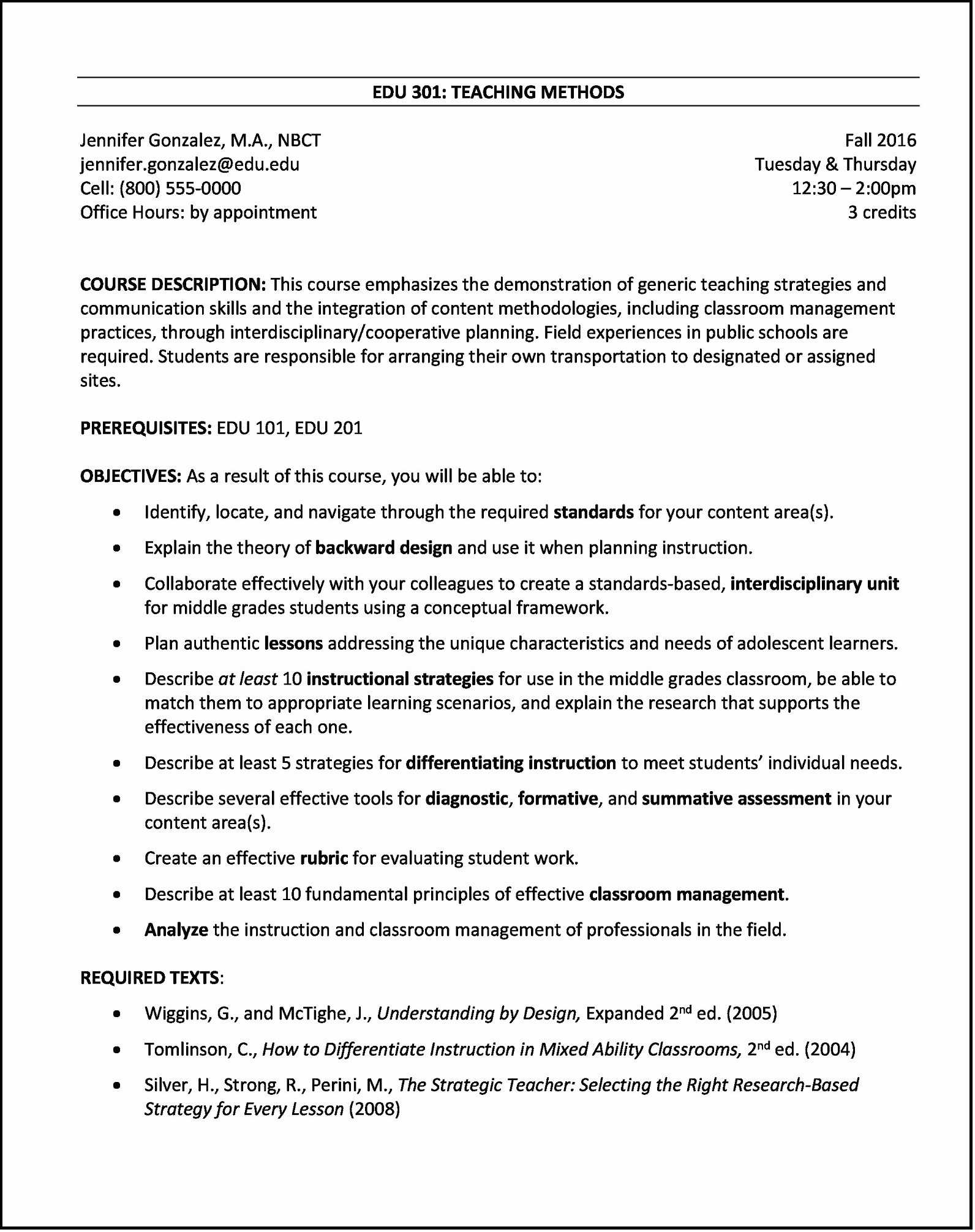 Teaching Syllabus Template – Zohre.horizonconsulting.co In Blank Syllabus Template