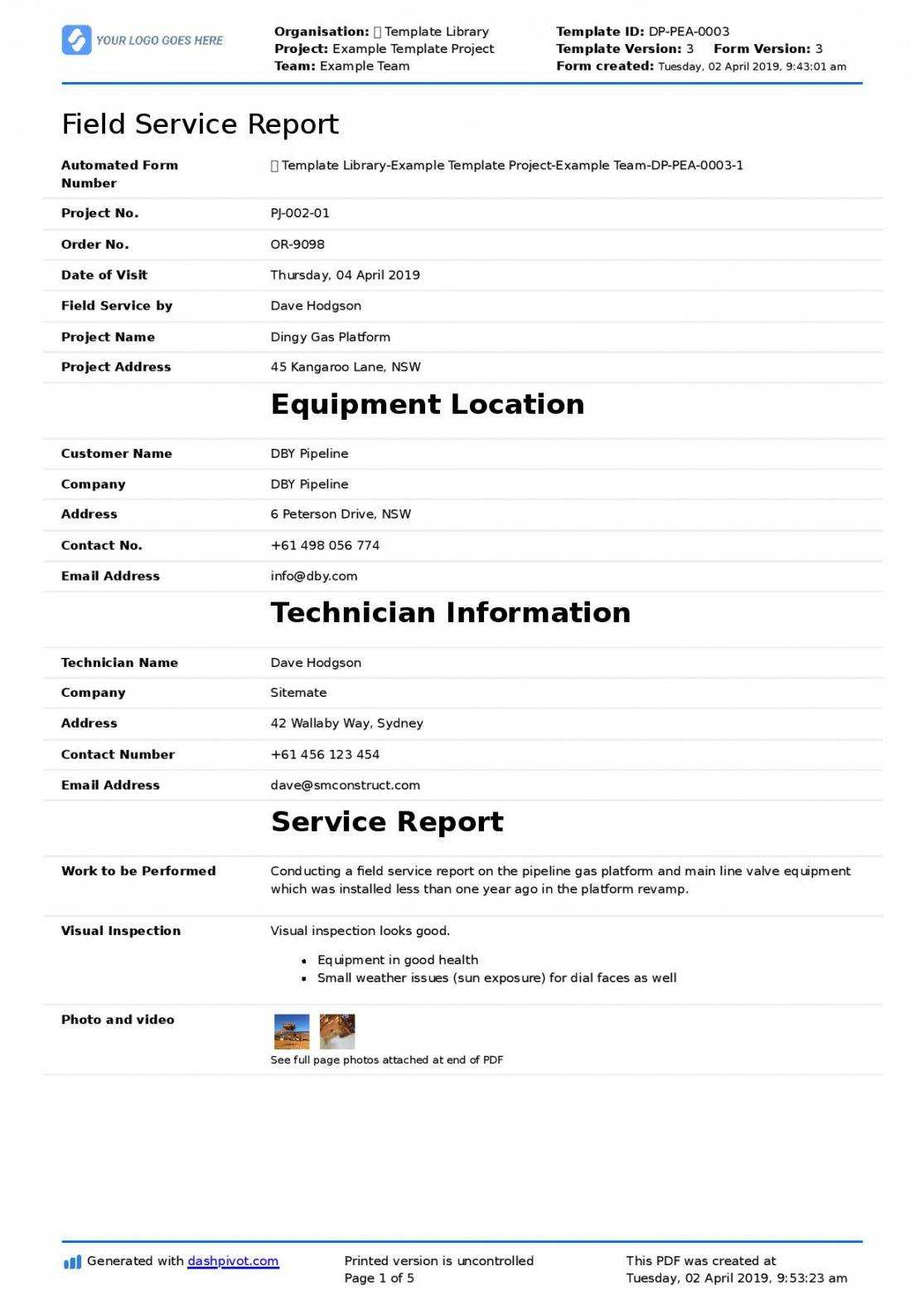 Technical Service Report Template Regarding Technical Service Report Template