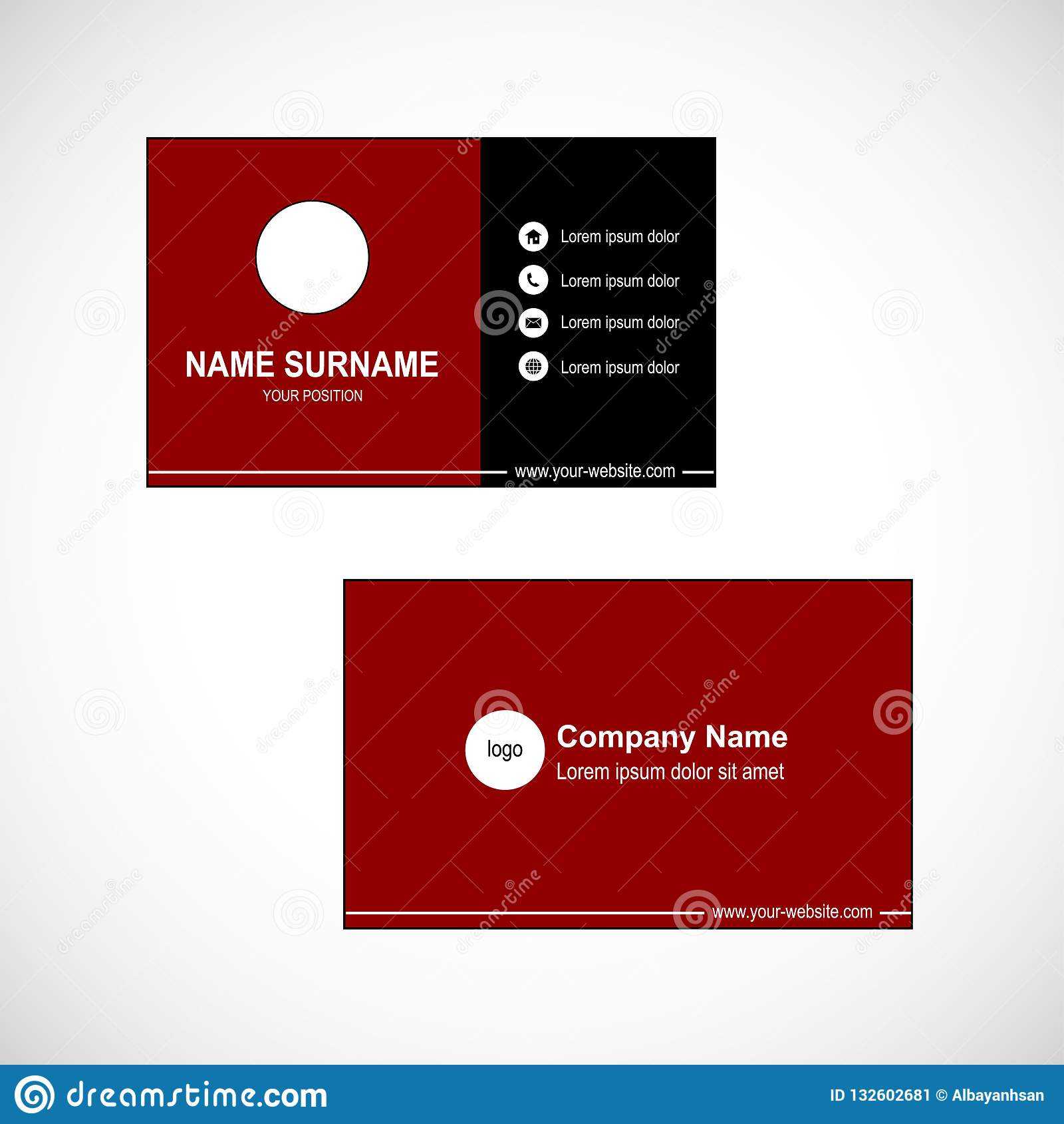 Template Business Card Vector Design Red Background Stock Throughout Template For Calling Card