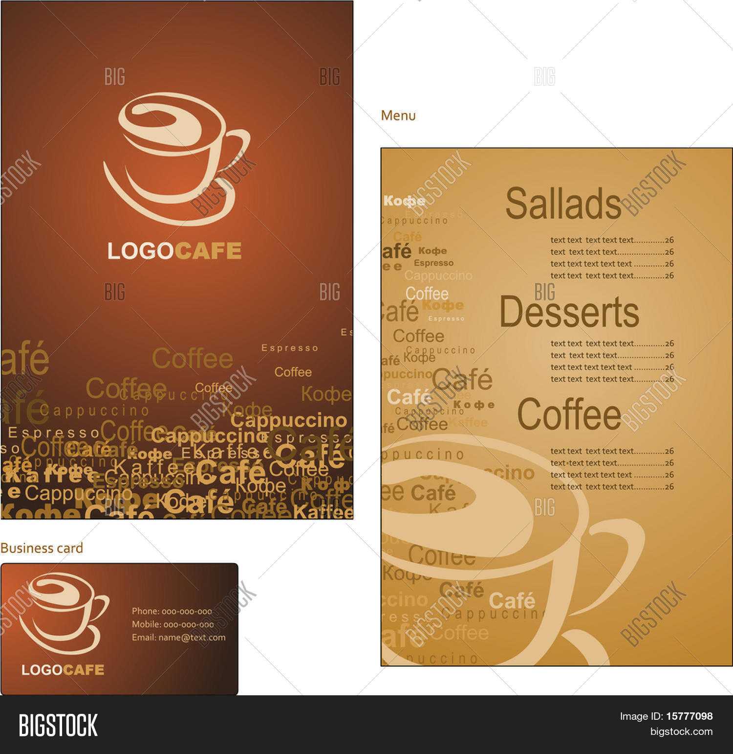 Template Designs Menu Vector & Photo (Free Trial) | Bigstock In Coffee Business Card Template Free