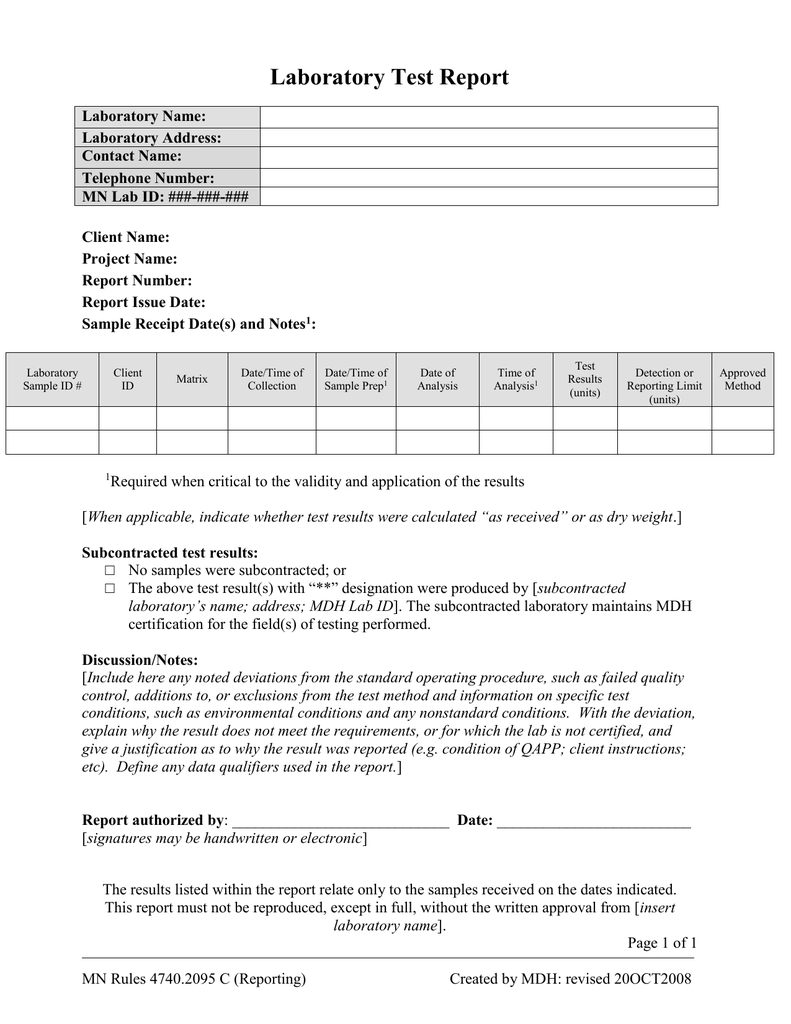 Test Report (Final Report To Client) Template (Word: 41Kb/1 For Test Result Report Template