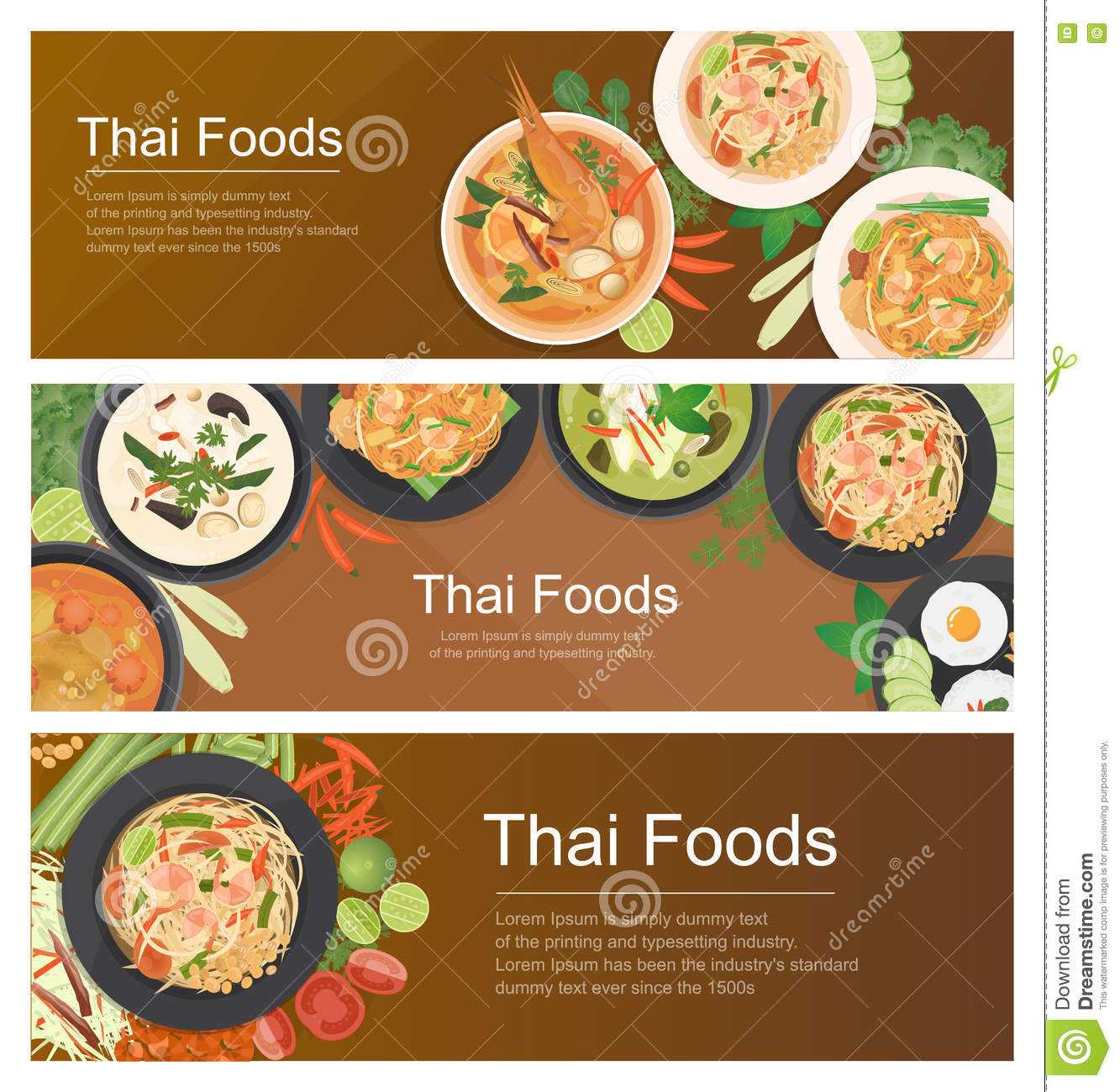 Thai Food Banner Template Stock Vector. Illustration Of Throughout Food Banner Template