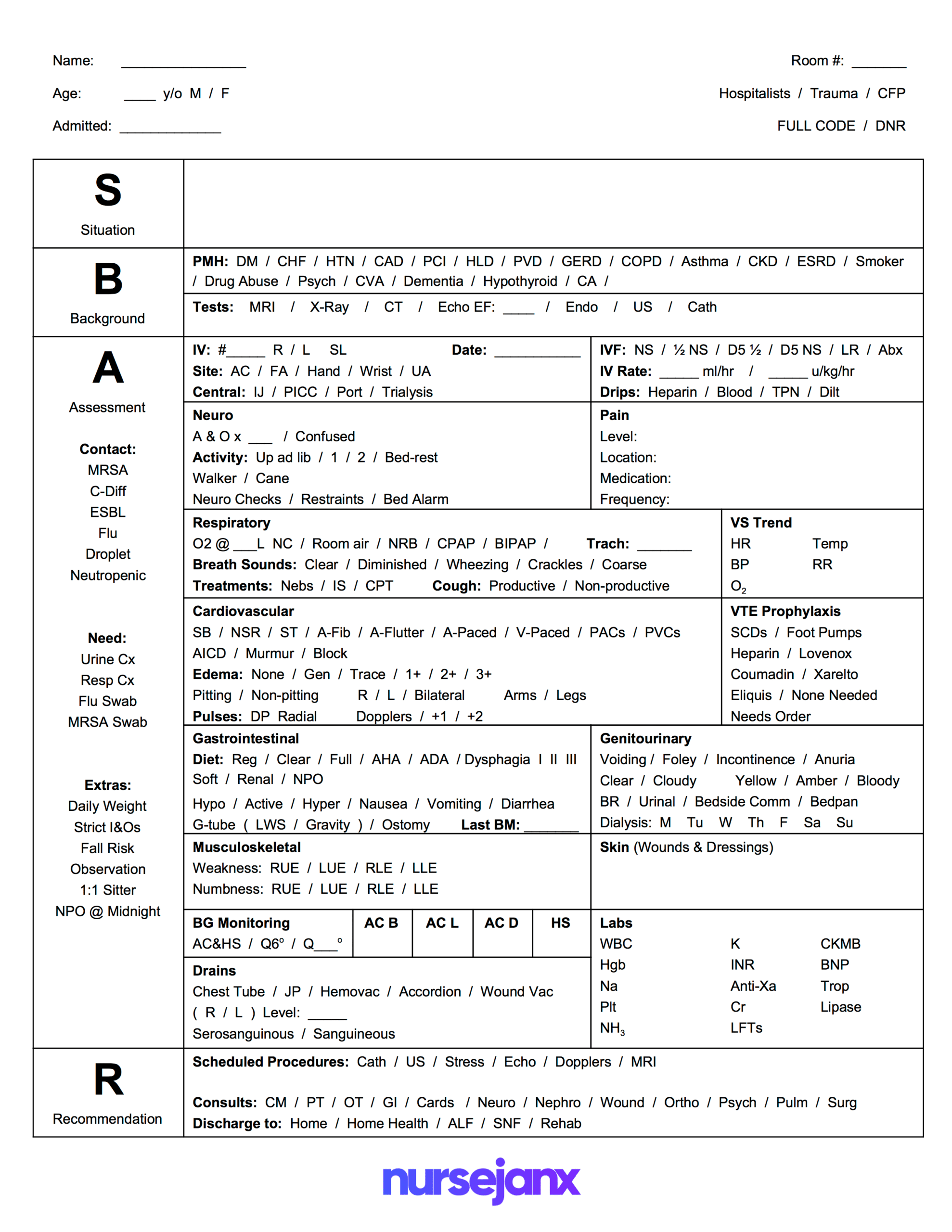 The Best Sbar & Brain Free Nursing Report Sheets & Templates Within Icu Report Template